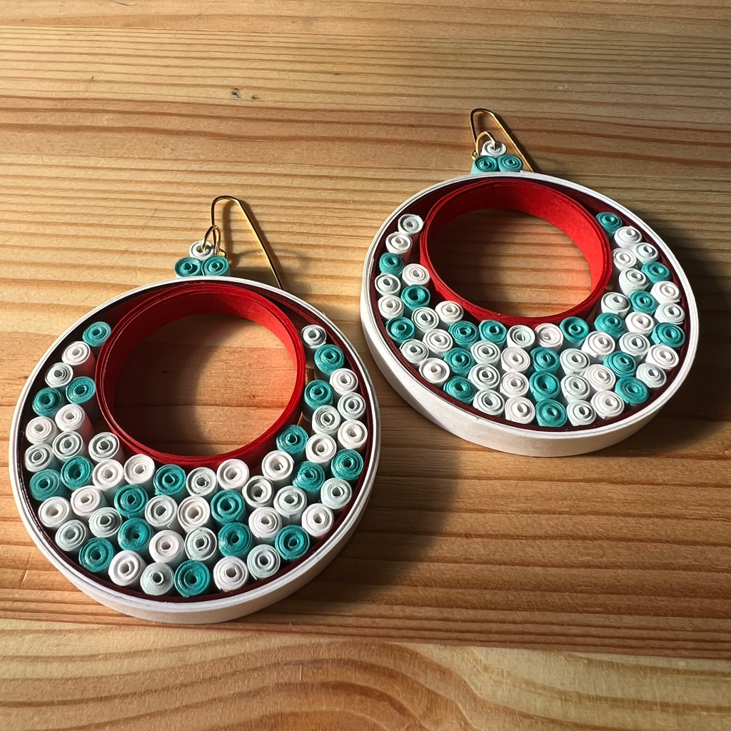 Quilled Paper Open Dot Crescent Earrings - MADE TO ORDER