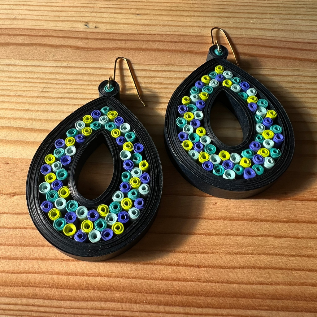 Quilled Paper Dot Open Teardrop Earrings - MADE TO ORDER