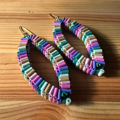 Quilled Paper Rolled Marquis Earrings - MADE TO ORDER