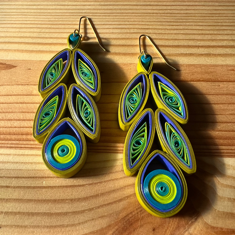 Quilled Paper Flower Drop Earrings - MADE TO ORDER