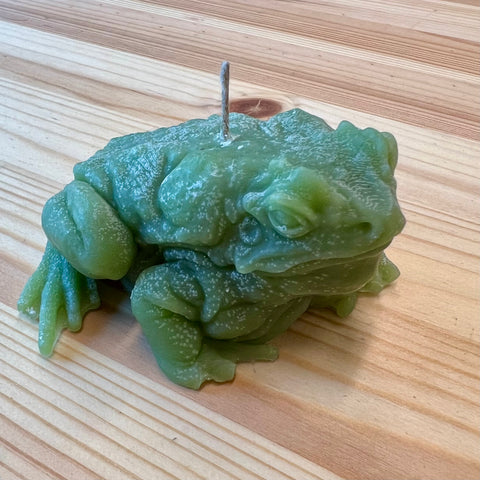 Beeswax Frog Candle of Abundance: Ignite the Flow with Handwritten Scroll