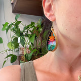 Rising Sunscape Paper & Wood Earrings - MADE TO ORDER