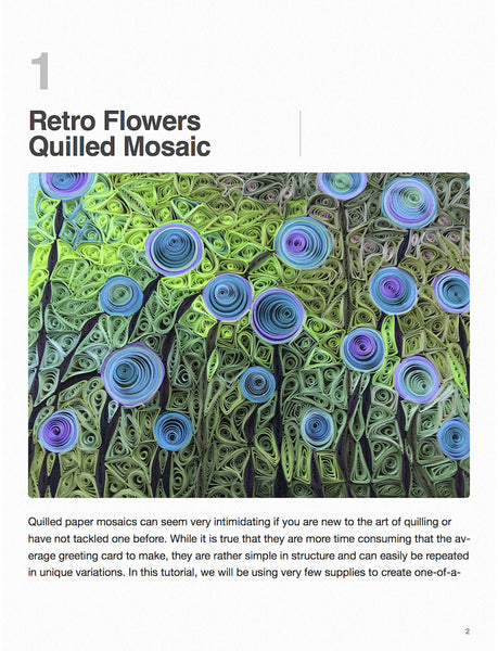 Retro Flowers Quilled Mosaic Digital PDF Tutorial – Erin Perkins Curet